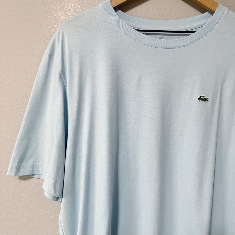 Lacoste Men's Size 8 XXXL Cotton Short Sleeve Tee Shirt Light Blue - Picture 4 of 9